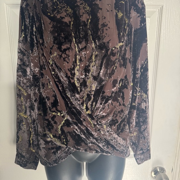 NWOT Donna Karan Elegant Velvet Burnout Blouse - size XS - Picture 3 of 8
